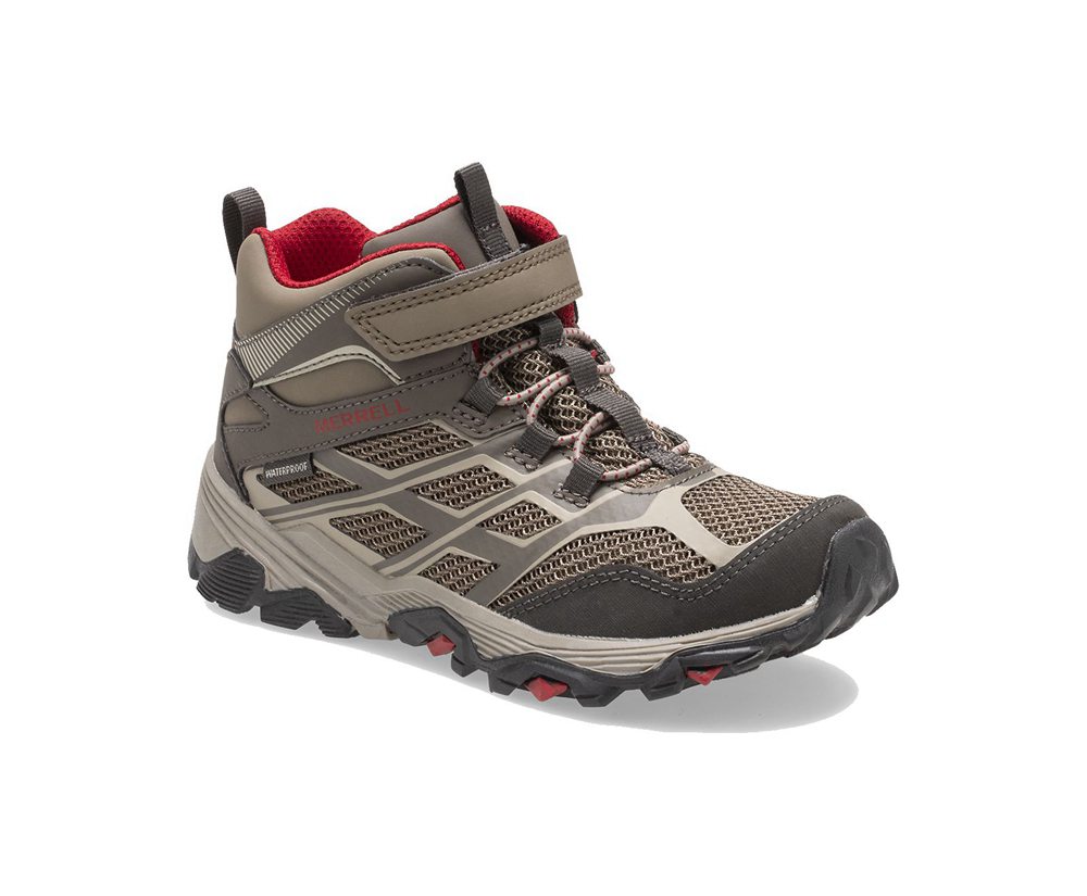 Merrell Hiking Shoes Brown - Moab FST Mid A/C Waterproof - Kids 68YHLSKDJ